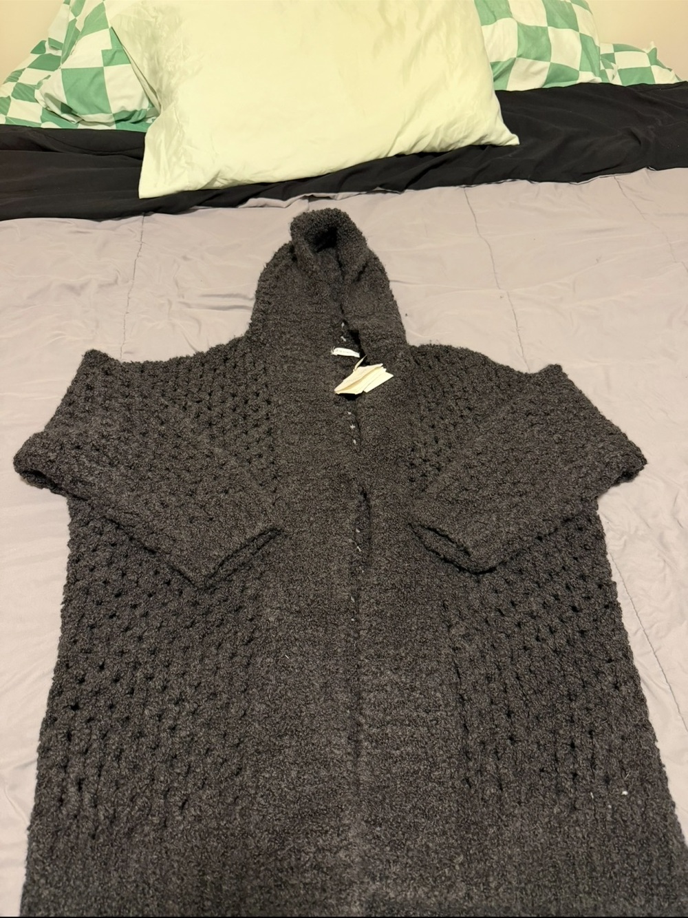 Brunello Cucinelli Dark Gray Hooded Knit Cardigan